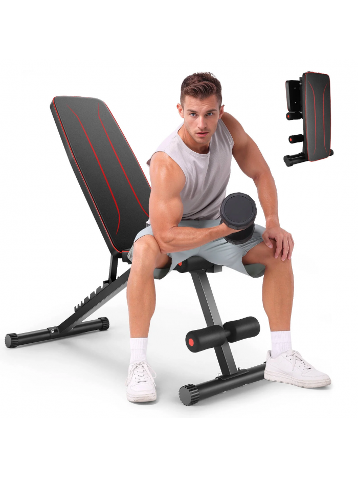 VIBESPARK Adjustable Weight Bench Press, 660LBS Foldable Workout Bench for Home Gym Dumbbell Exercise Equipment Incline/Flat/Decline Sit-up Bench for Full Body Workout Strength Training