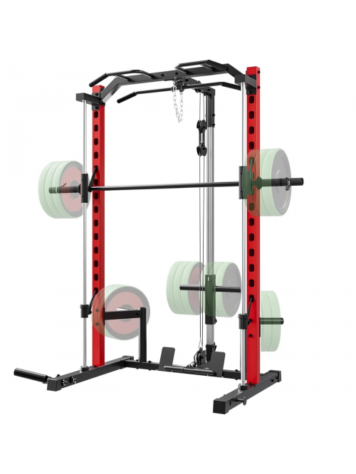 VIBESPARK Smith Machine Power Rack with Lat-Pull D...