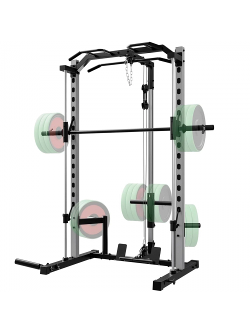 VIBESPARK Smith Machine Power Rack with Lat-Pull D...