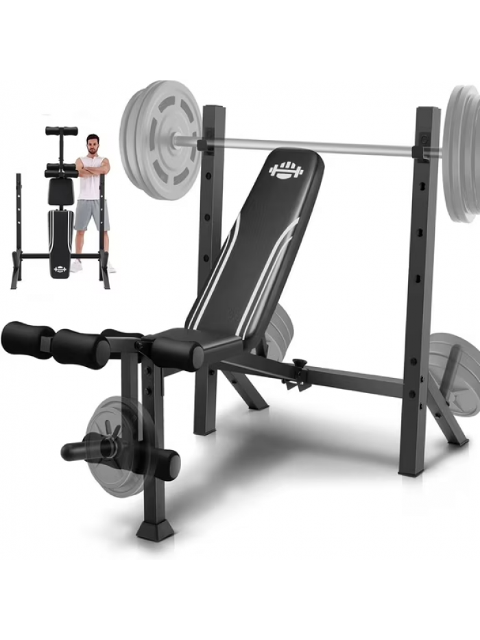 VIBESPARK Adjustable Weight Bench, 900Lbs 5-in-1 Foldable Bench Press with Barbell Rack for Home Gym, Multi-functional Workout Bench Set with Leg Extension for Full Body Strength Training VIBESPARK Adjustable Weight Bench, 900Lbs 5-in-1 Foldable Bench Press with Barbell Rack for Home Gym, Multi-functional Workout Bench Set with Leg Extension for Full Body Strength Training