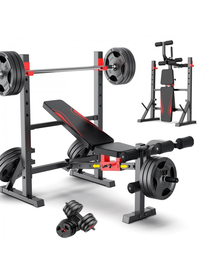 VIBESPARK Adjustable Weight Bench Press, 900LBS Workout Bench for Hyper Back Extension, Roman Chair, Multi-Functional Home Gym Bench with Resistance Bands for Full Body Function Strength Training VIBESPARK Adjustable Weight Bench Press, 900LBS Workout Bench for Hyper Back Extension, Roman Chair, Multi-Functional Home Gym Bench with Resistance Bands for Full Body Function Strength Training