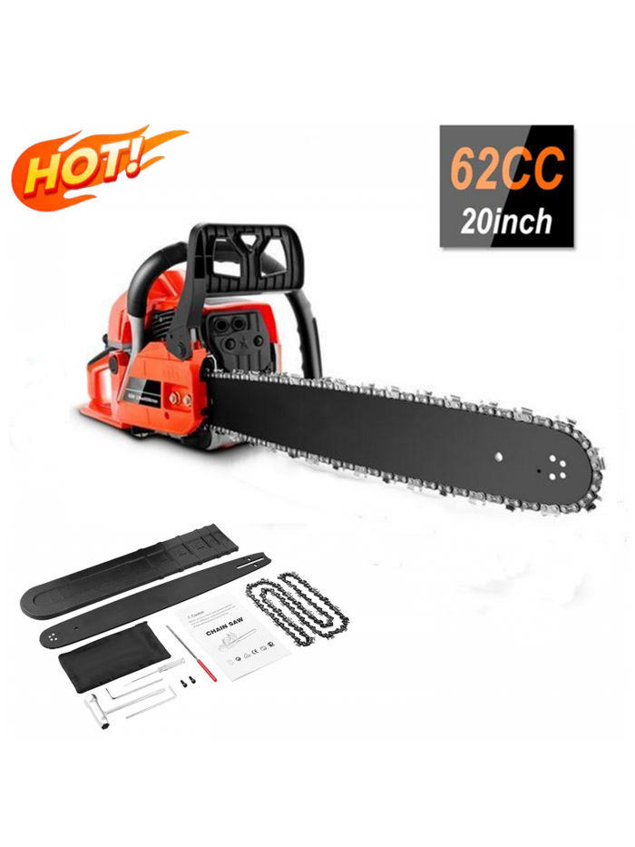 62CC Chainsaw 20Inch 3.5HP Gas Chainsaw 2 Strokes Gas Powered