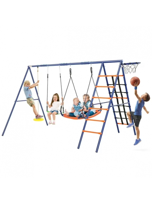 VIBESPARK 6 in 1 Metal Swing Sets for Backyard, 55... VIBESPARK 6 in 1 Metal Swing Sets for Backyard, 55...